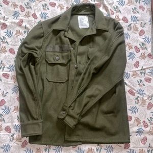 Vintage Army Green Wool Overshirt